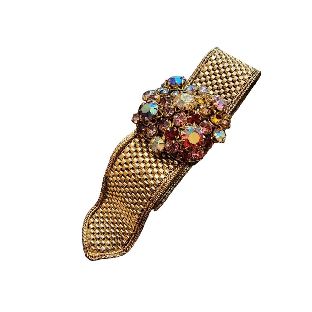 Beautiful Vintage Blingy Ab Rhinestone Mesh Adjustable Bracelet (A4827)